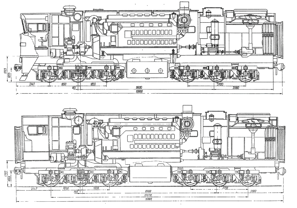 Чертёж реального тепловоза.