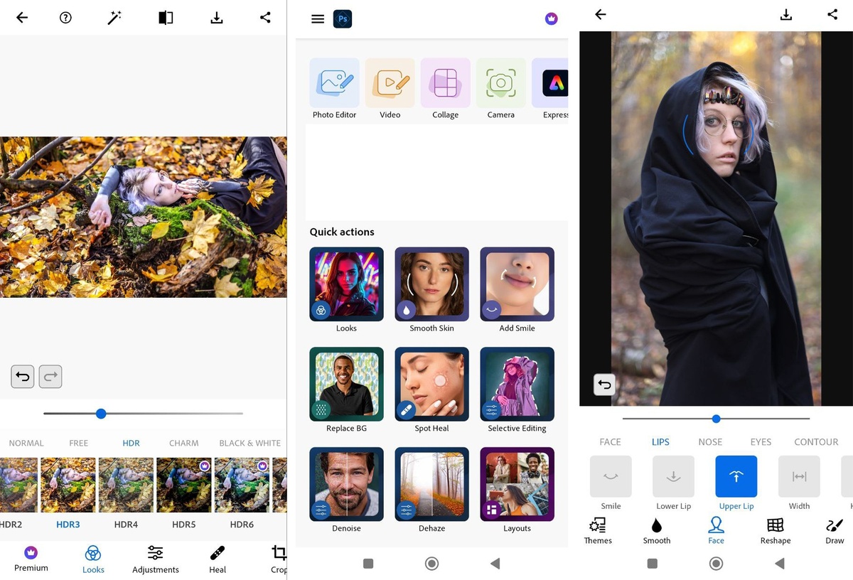    Наверху удобная кнопка, чтобы смотреть до и после. Скриншот посередине — возможности программы. Справа вкладка с пластикой лица / Скриншот: Елизавета Чечевица
