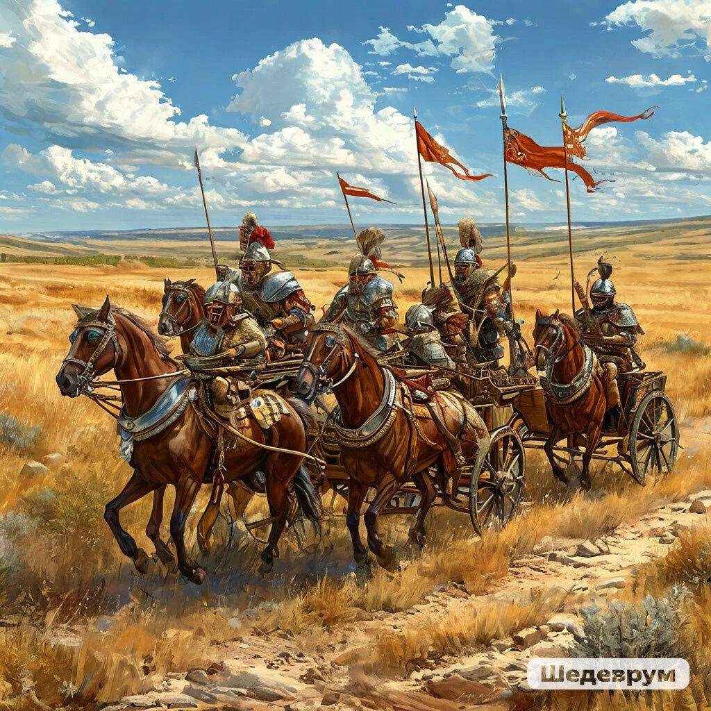 Примерно так выглядели боевые колесницы Синташты.