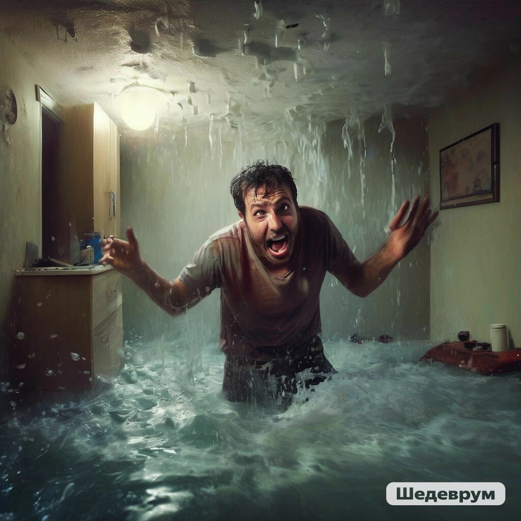 Ну, наверно, как-то так выглядела квартира того соседа, потому что соседка кричала что воды у него там "по колено"