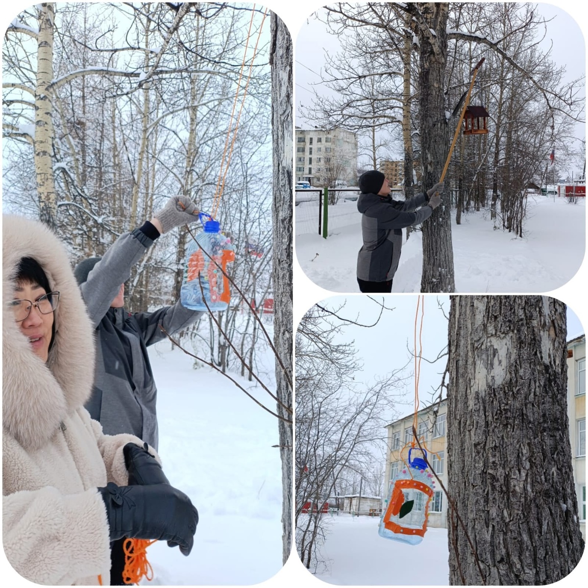 Школьники повесили кормушки / Социальные сети МБОУ СОШ п. Орокутан 