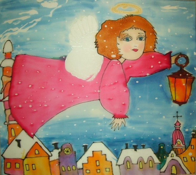 Ангел. Батик. Работа автора.