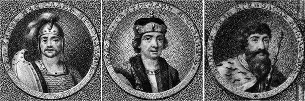 На фотографии изображены дети Ярослава Мудрого - Изяслав, Святослав, Всеволод