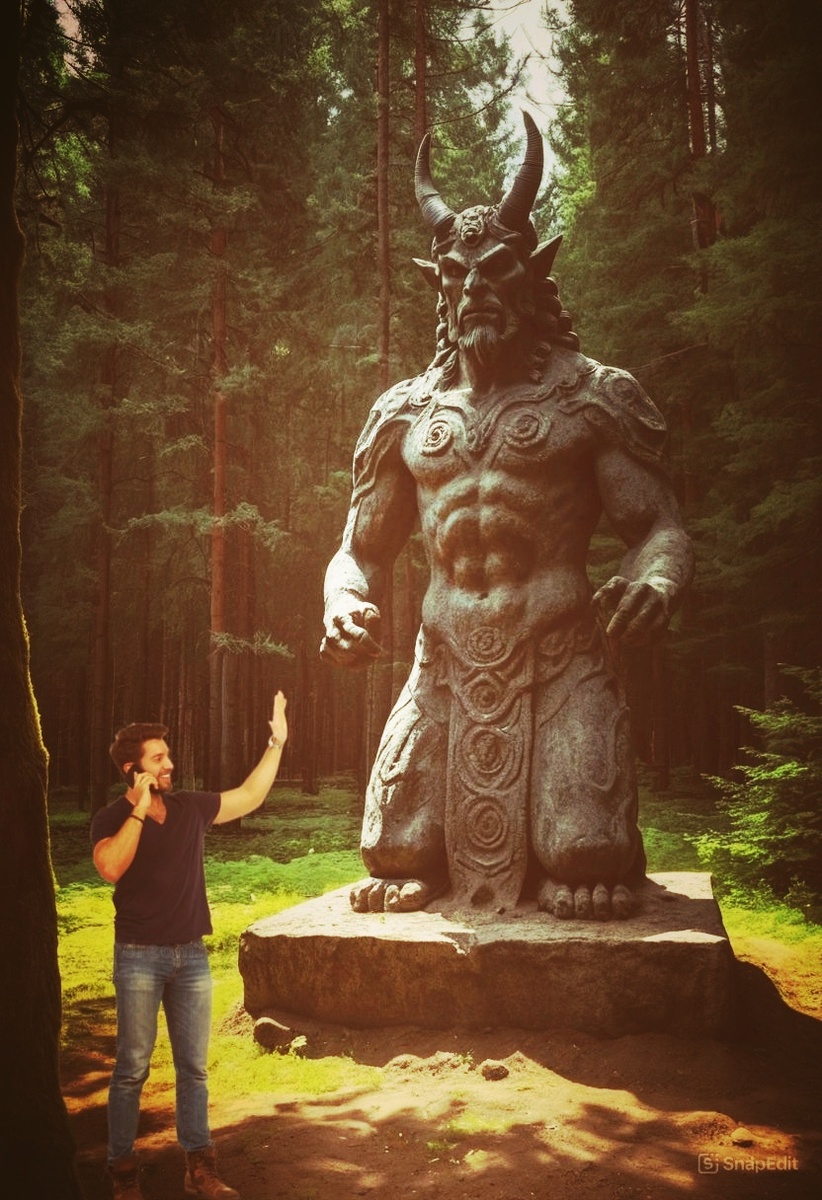Статуя демона, которую мы обнаружили в тайге.