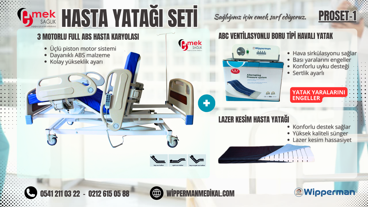 3 motorlu hasta yatağı