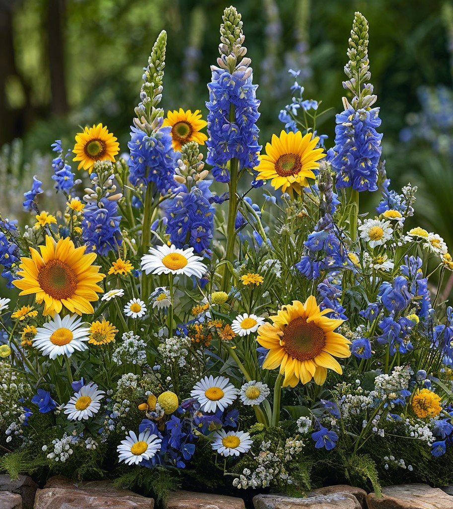 Букет с подсолнухами и люпином.В