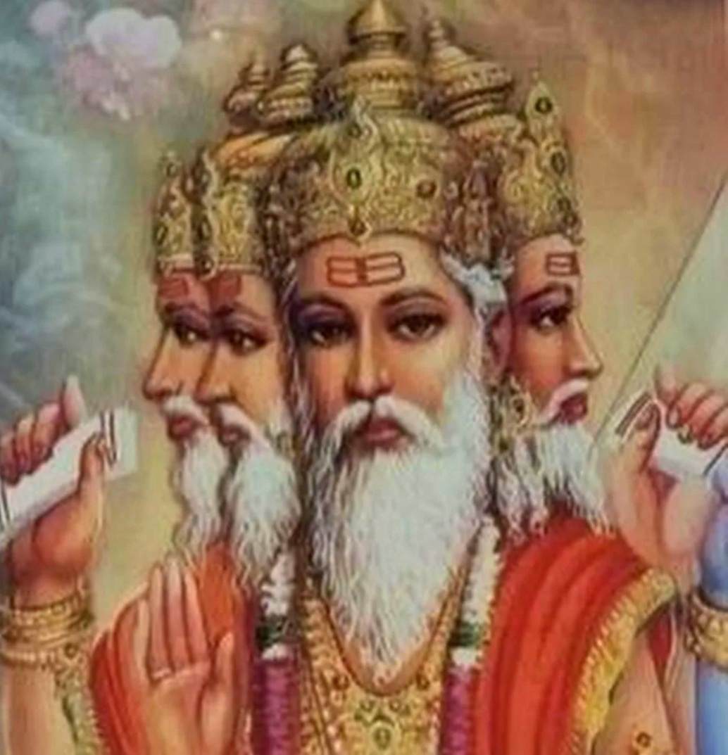 4-х головый Господь Брахма̄ - Генеральный Конструктор нашей Вселенной, Воплощение Разума, Хранитель Вед, Создатель форм живых существ, Созидатель Законов, управляющих Вселенной , ответственный за Порядок во Вселенной, Глава полубогов, Отец великих мудрецов и богинь, великий Дед человечества.