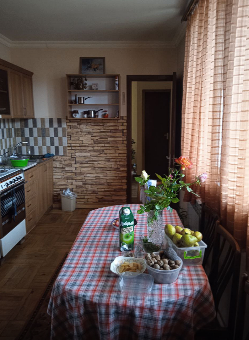 Дом славный. Пять комнат (одну хозяева закрыли), очень уютная кухня, просторный балкон, раздельный санузел. Отопление, металлопластиковые окна.  Участок, конечно, совсем маленький, но Муську есть, где устроить.