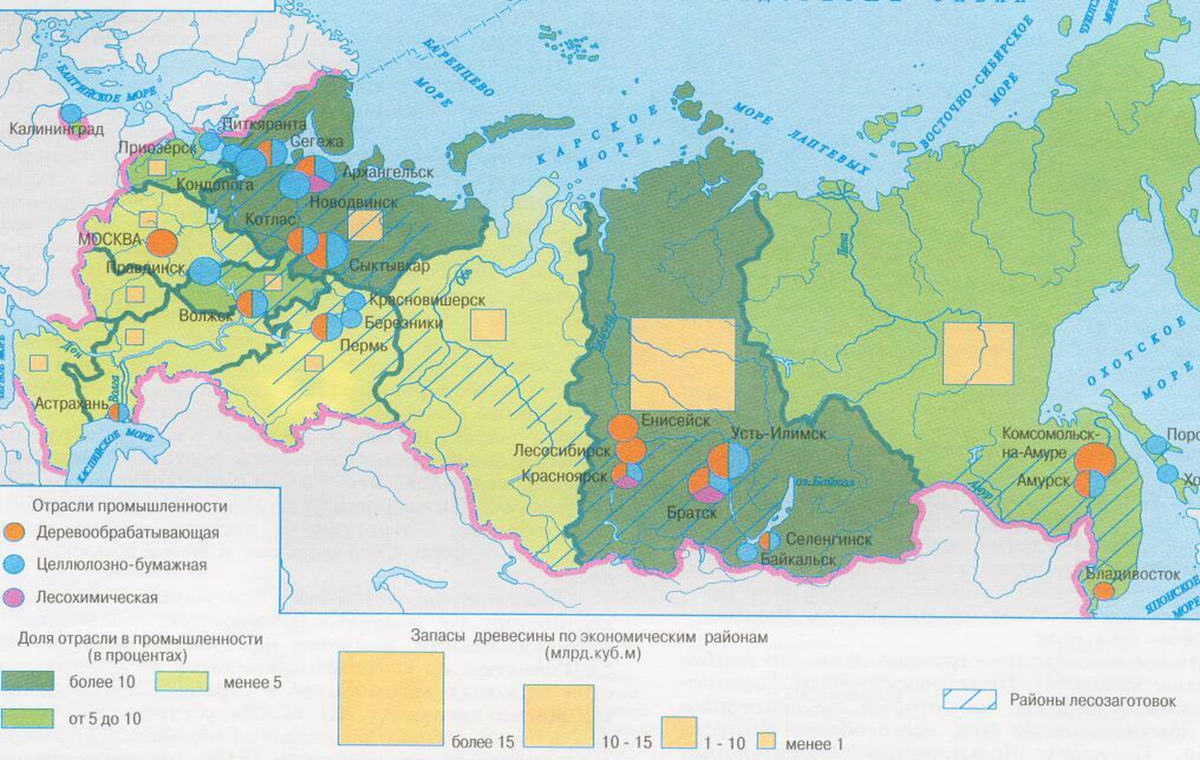 Карта лесной промышленности России
