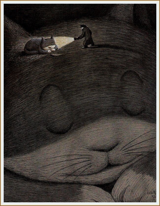 ИЛЛЮСТРАЦИЯ от художника- карикатуриста ФРАНКО МАТТИЧИНО / Franco Matticchio   под название " МЕЧТЫ КОТА "