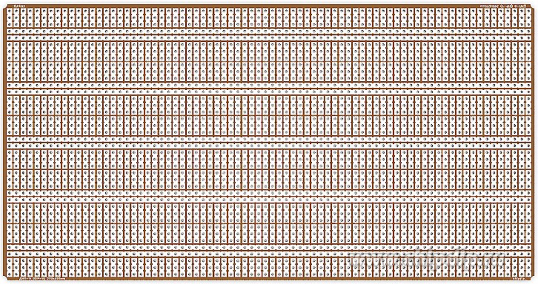 Универсальная монтажная плата для клавиатуры компьютера "Специалист", размер 200 на 105 мм.