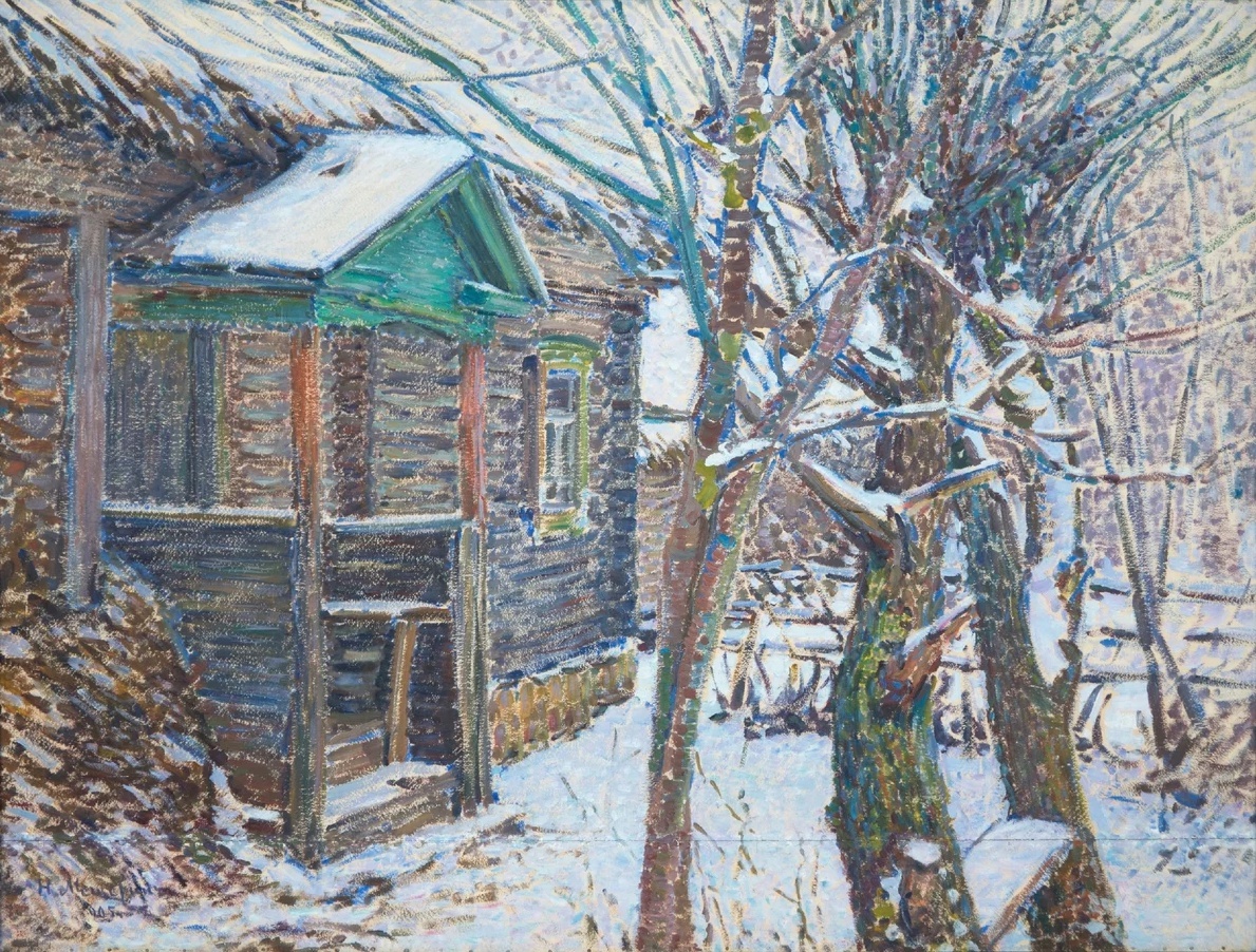 "Ноябрь. Крылечко", 1905 Картон, темпера 76 x 100,5 см. Мещерин Николай Васильевич