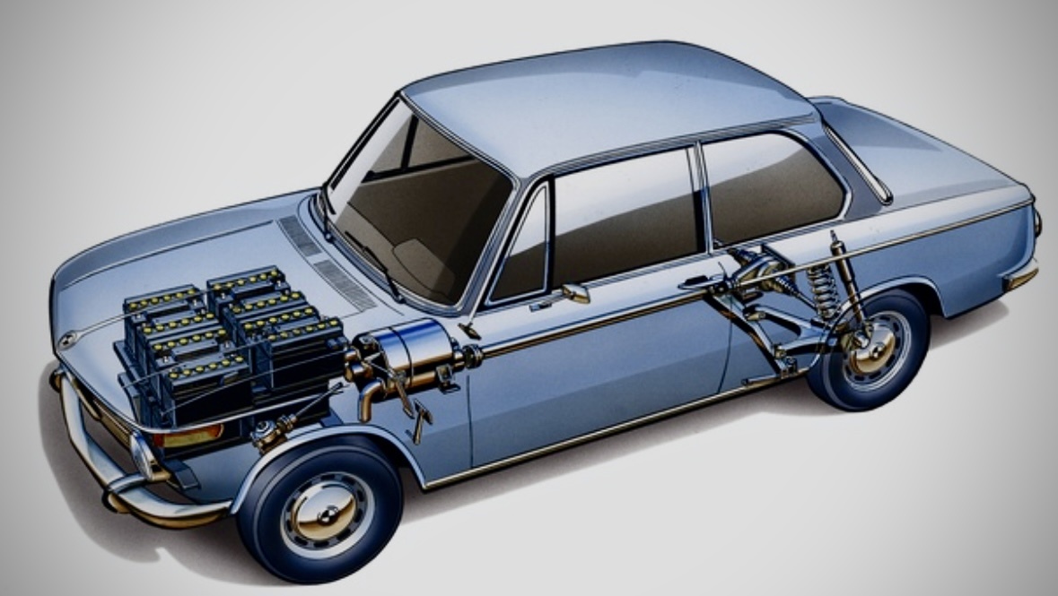 Размещение АКБ в моторном отсеке BMW 1600-2/1602 Elektro