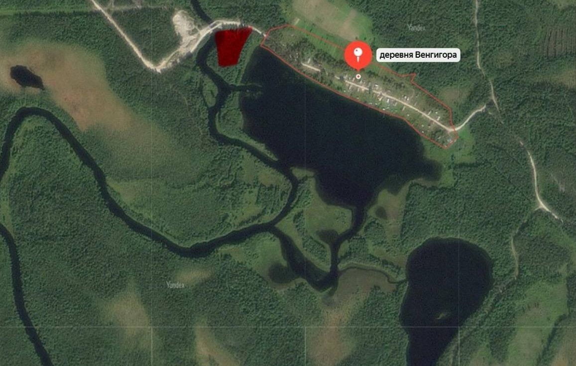    Карта расположения кладбища у деревни Венигора