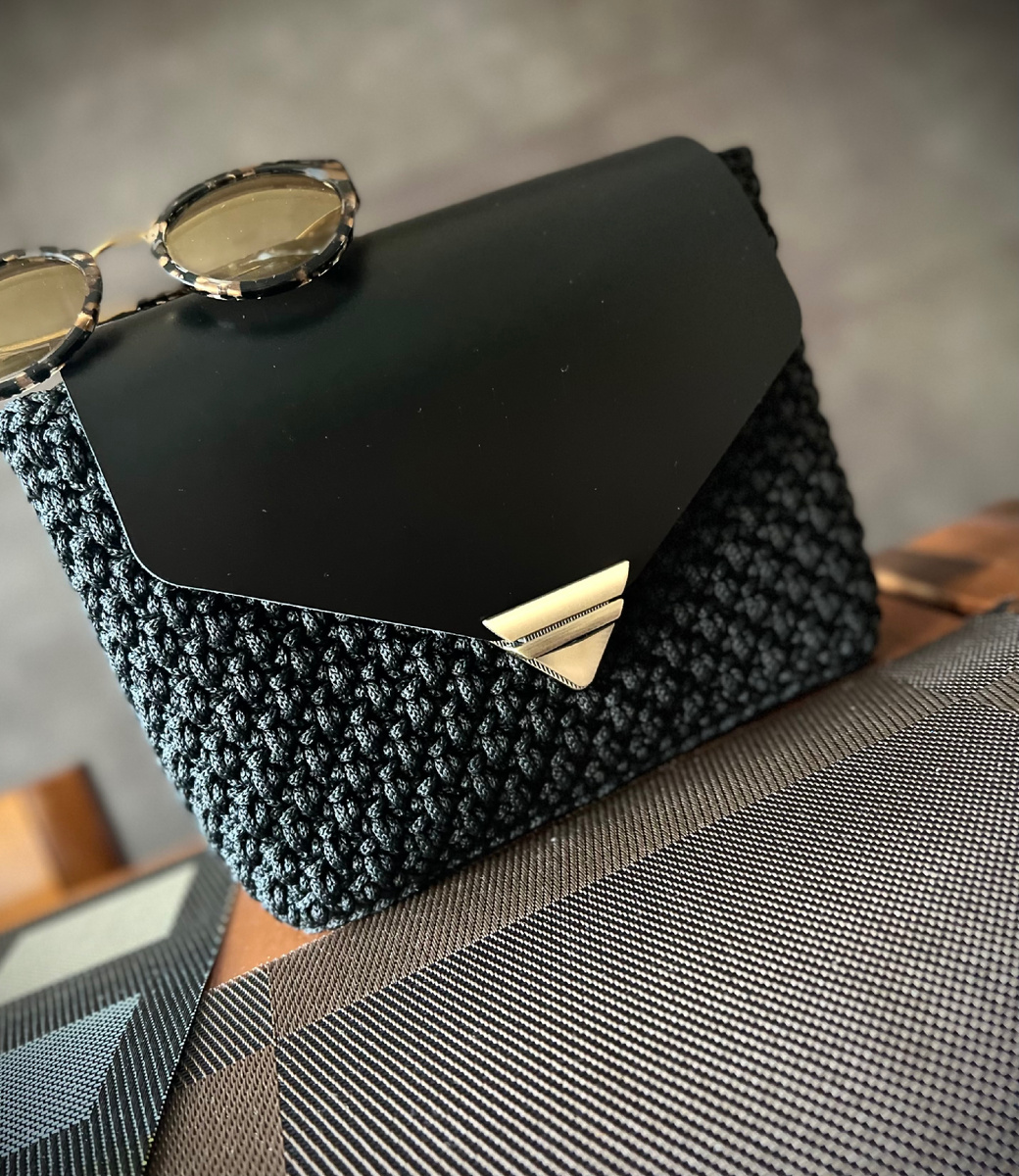 PRO SUMKI сумка ручной работы из полиэфирного шнура с кожаным клапаном 