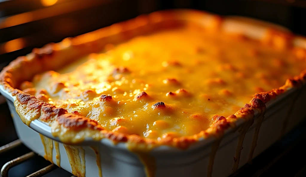 Запечённый картофельный гратен с румяной сырной корочкой, которая соблазнительно пузырится и излучает тепло домашнего очага.