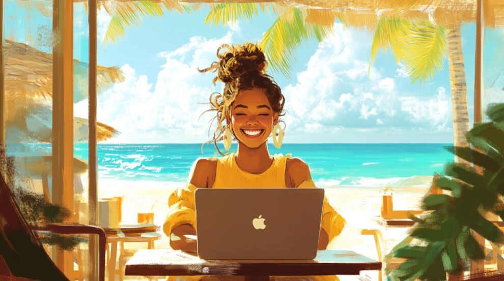 Когда твоя работа — это не офис и дедлайны, а море, солнце и фриланс. ☀️💻 #ЖивиСвободно #ФрилансМечты