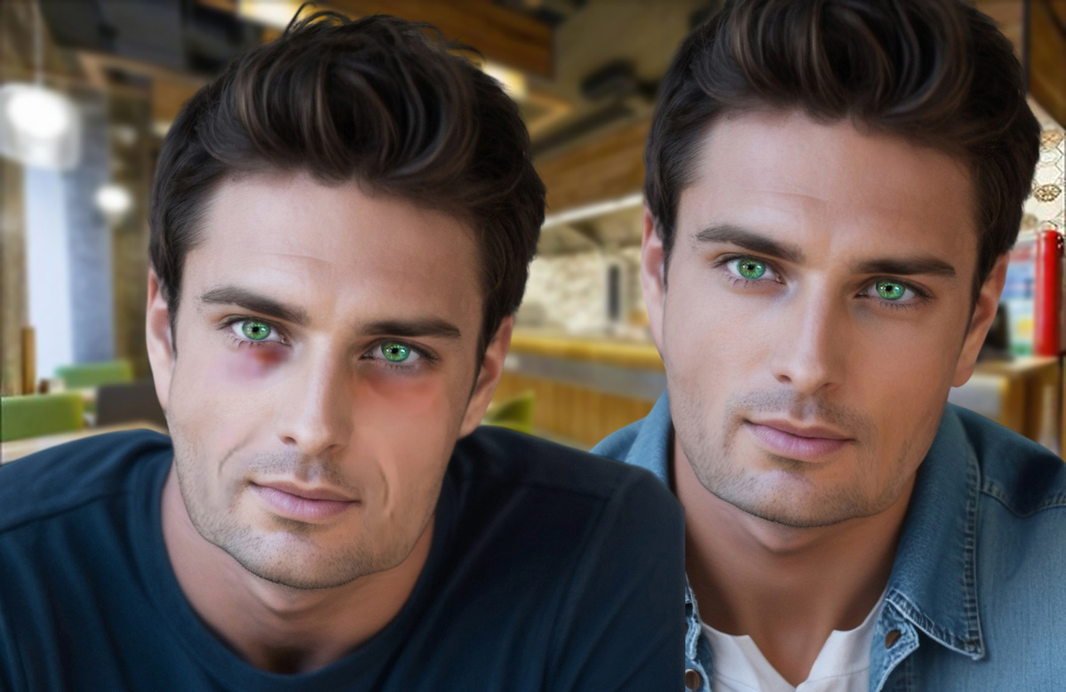 Изображение создано при помощи нейросети https://problembo.com Друзья! Простите. На фото у мужчин глаза зеленые, а при переносе в статью, он вдруг меняют цвет.