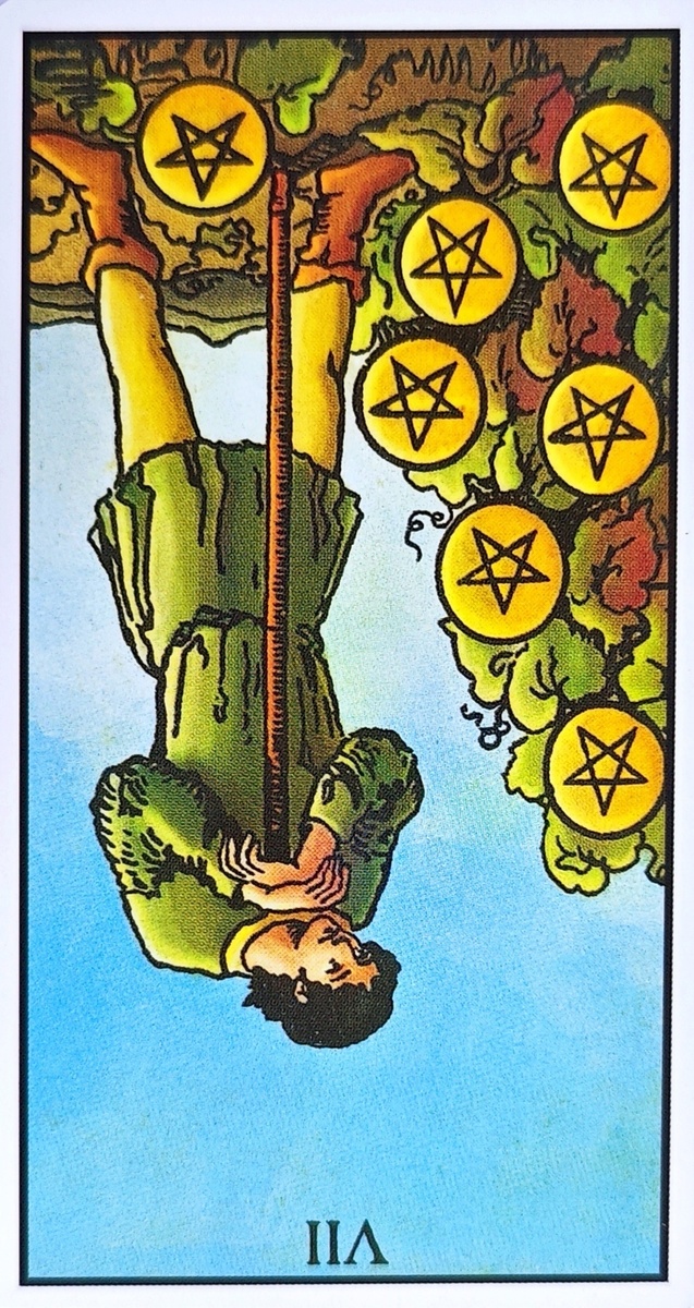 Семёрка Пентаклей. Перевёрнутая карта. 