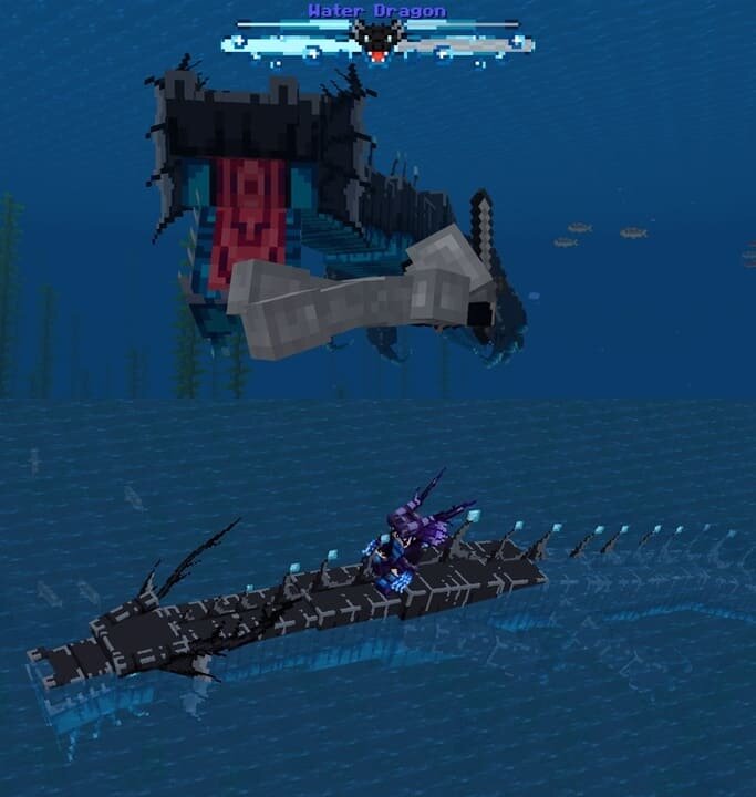 Приручённый и атакующий босс из мода водяной босс дракон для Майнкрафт ПЕ (Бедрок)