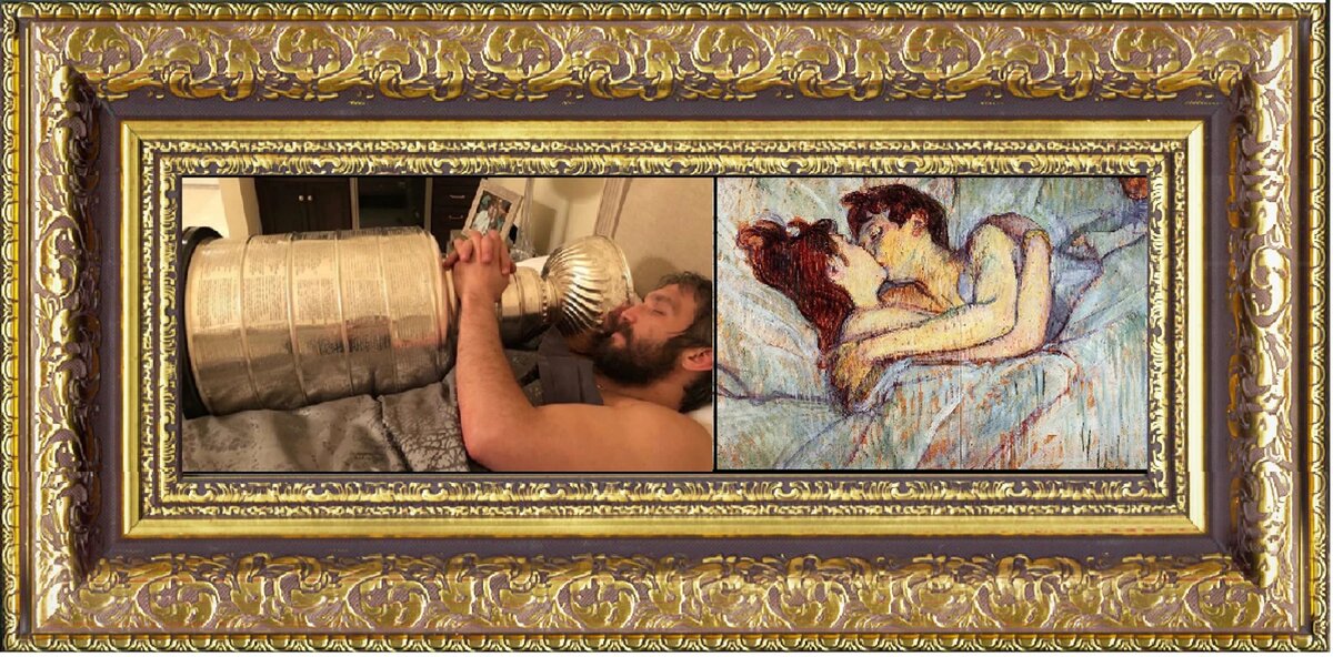 Картина справа "В постели: поцелуй", Анри де Тулуз-Лотрек