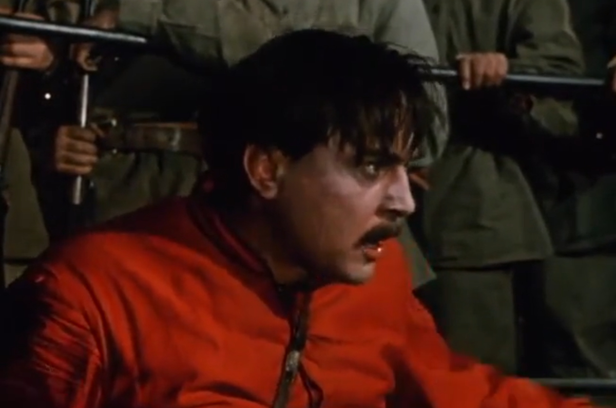 Актер Матвеев о образе главкома Сорокина пресекает панику. Кадр их х/ф "Хождение по мукам". 1957-1959гг.