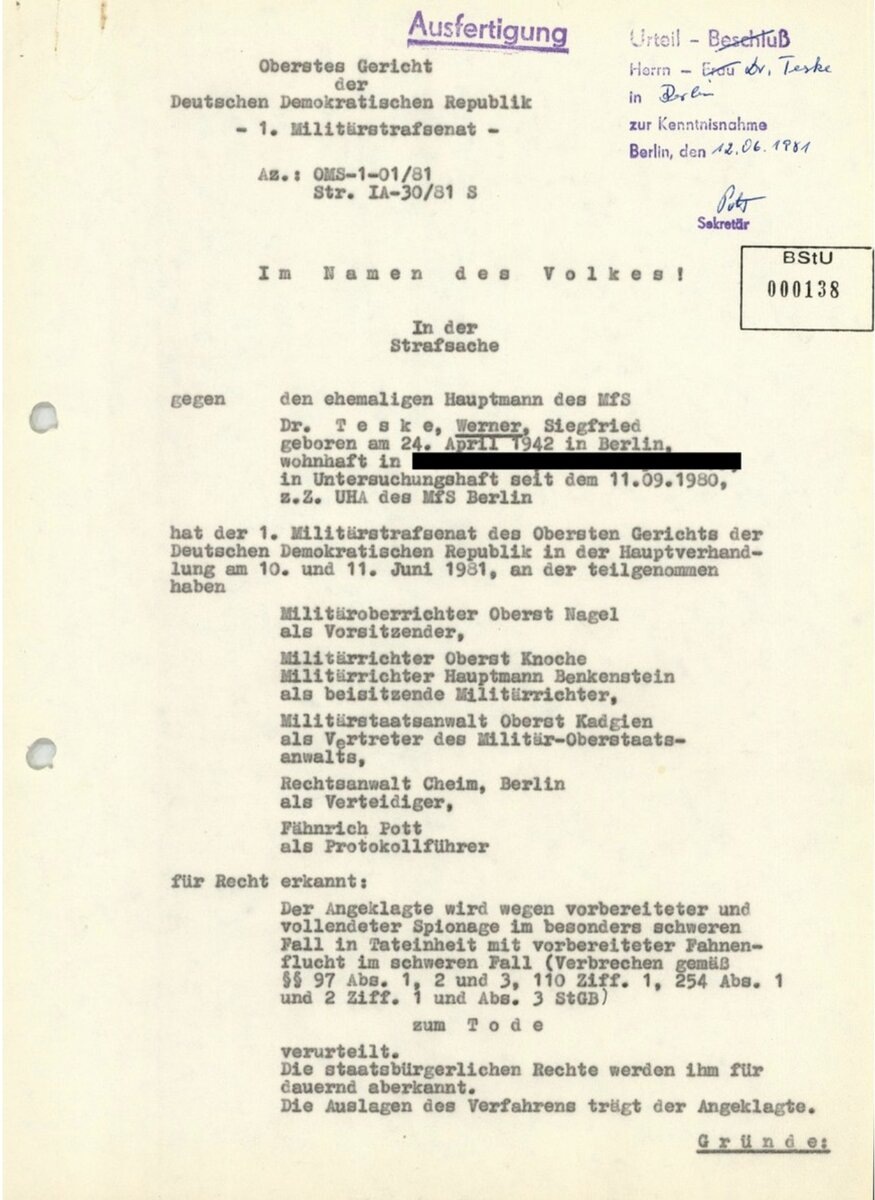 Приговор Вернеру Теске