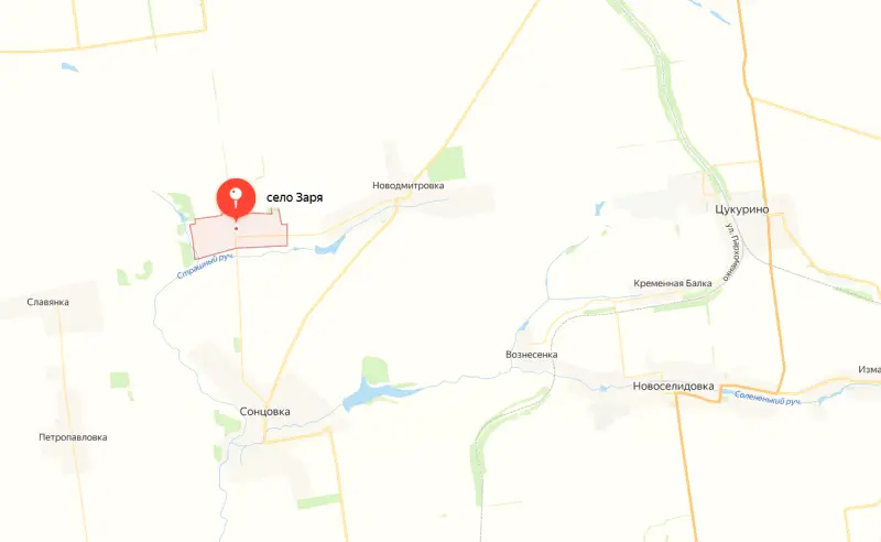    Карта боевых действий на Украине: село Заря на Кураховском направлении