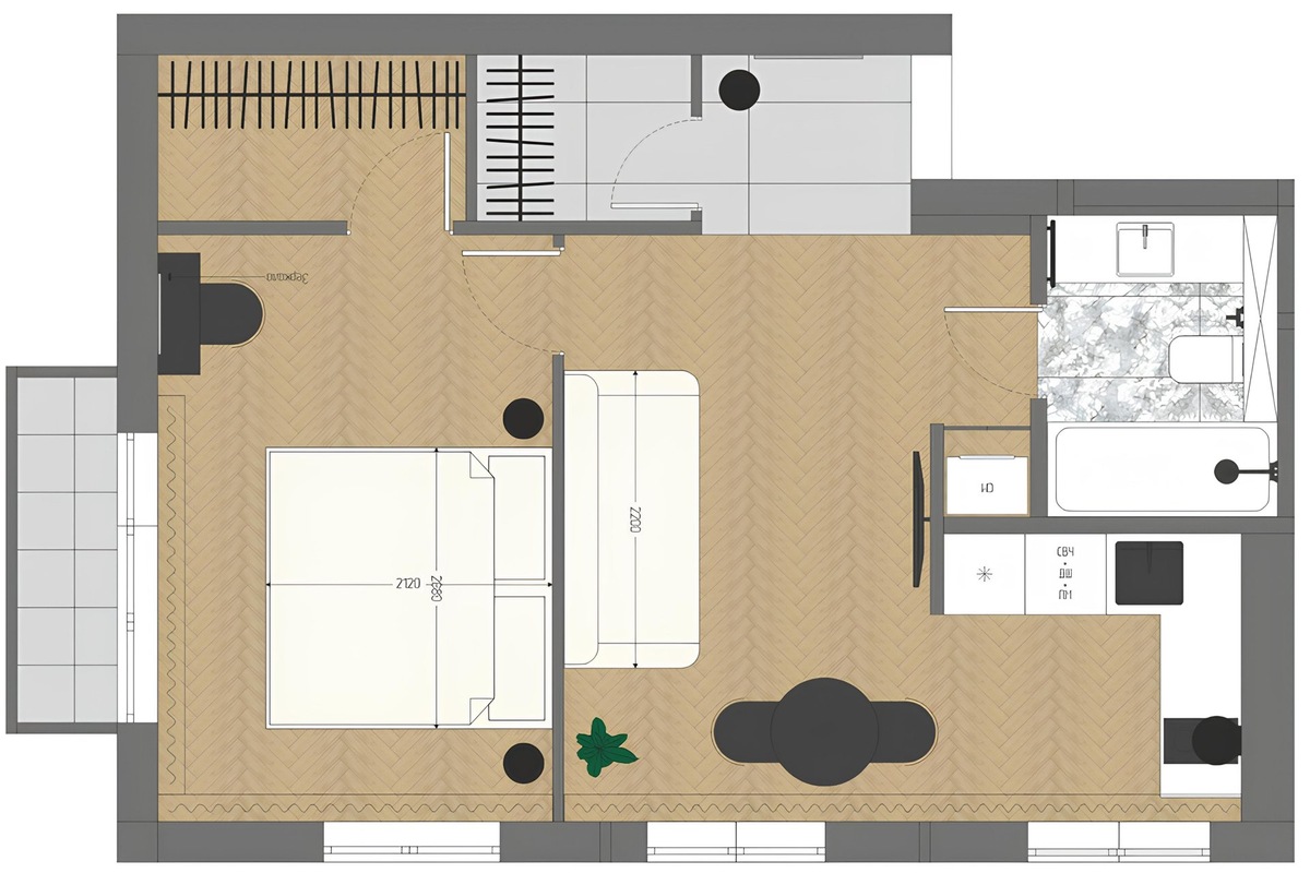 Итоговая планировка и расстановка мебели