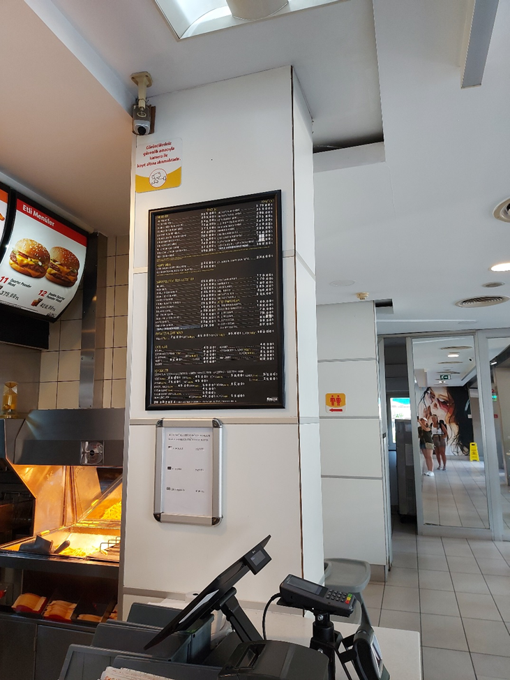 Меню в McDonald's. Аланья, Турция