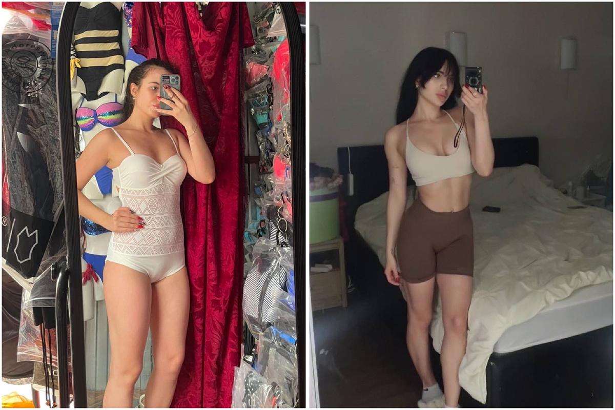 Моё тело под воздействием отека и после (вес отличается на пару кг) 