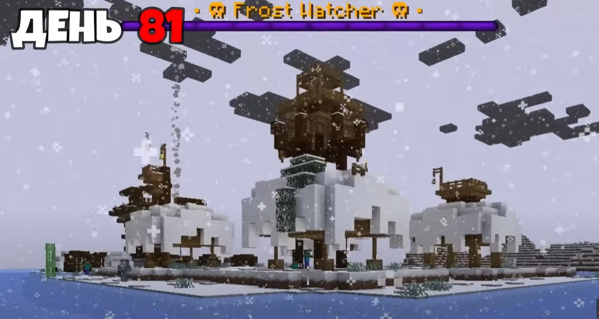 кадр из моего видео про выживание в бесконечной зиме Ютуб:Макрипс