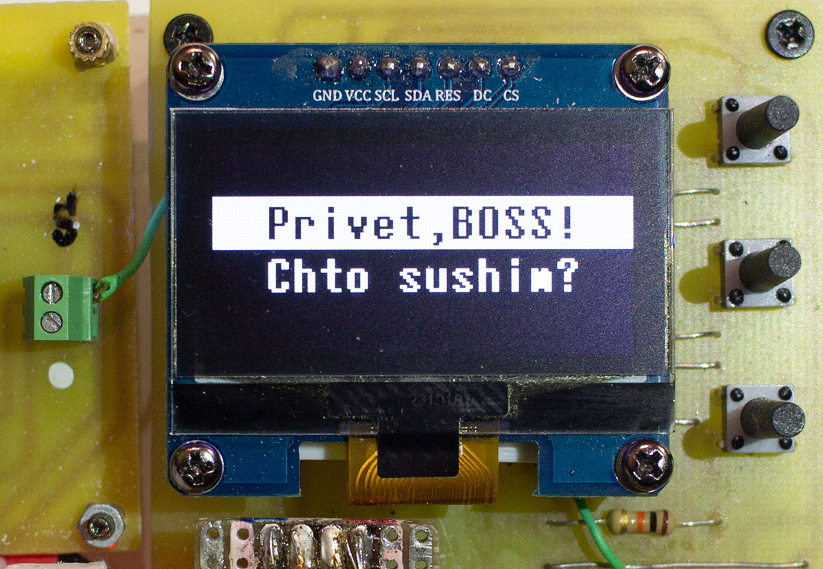 Первая надпись возникающая при включении прибора.