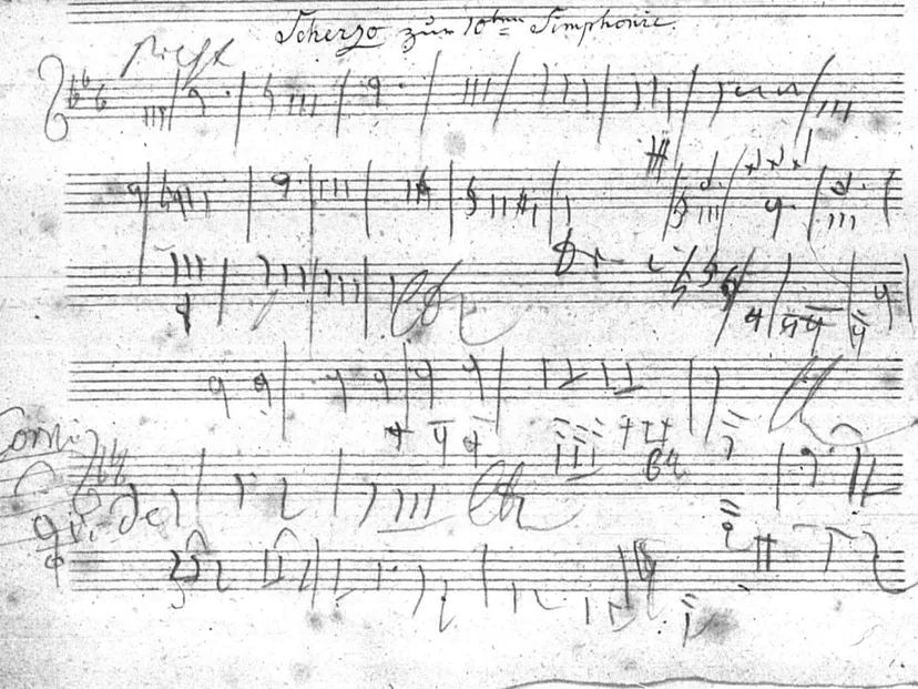 Рукописные заметки Бетховена на тему скерцо в третьей части 10-й симфонии