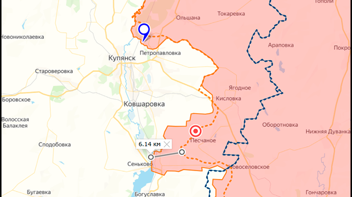    Оранжевый пунктир показывает линию фронта на начало октября. Источник: lostarmour.info