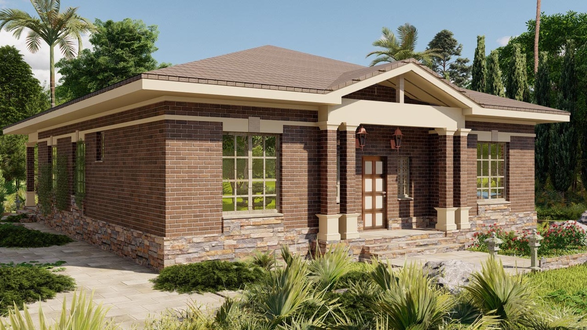 Главный вход украшен портиком с колоннами.