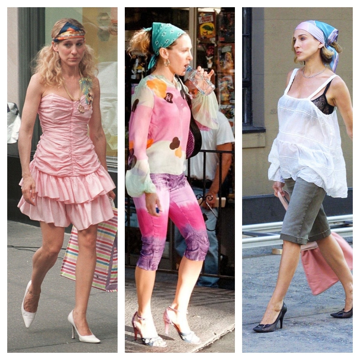       гольфы, разноцветные лосины, платочки на разных частях тела - дешевят