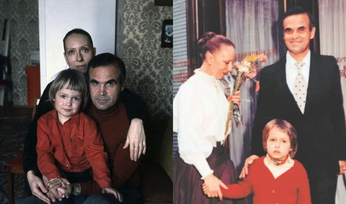 на фото Инна Чурикова, Глеб Панфилов и их еще маленький сын Ваня