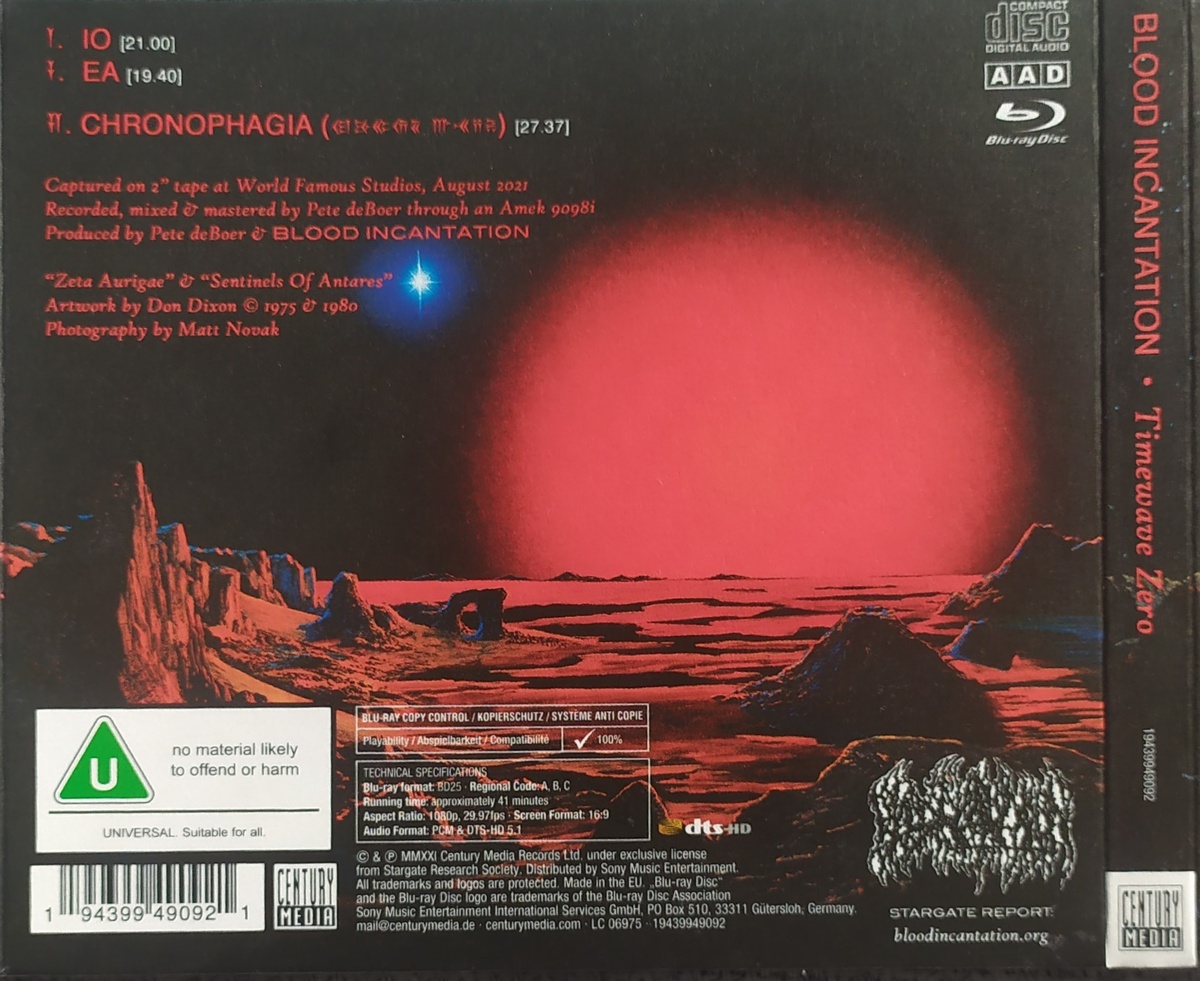 Blood Incantation "Timewave Zero" CD + Blu-ray - нижний левый угол упаковки: скажет вам всё!