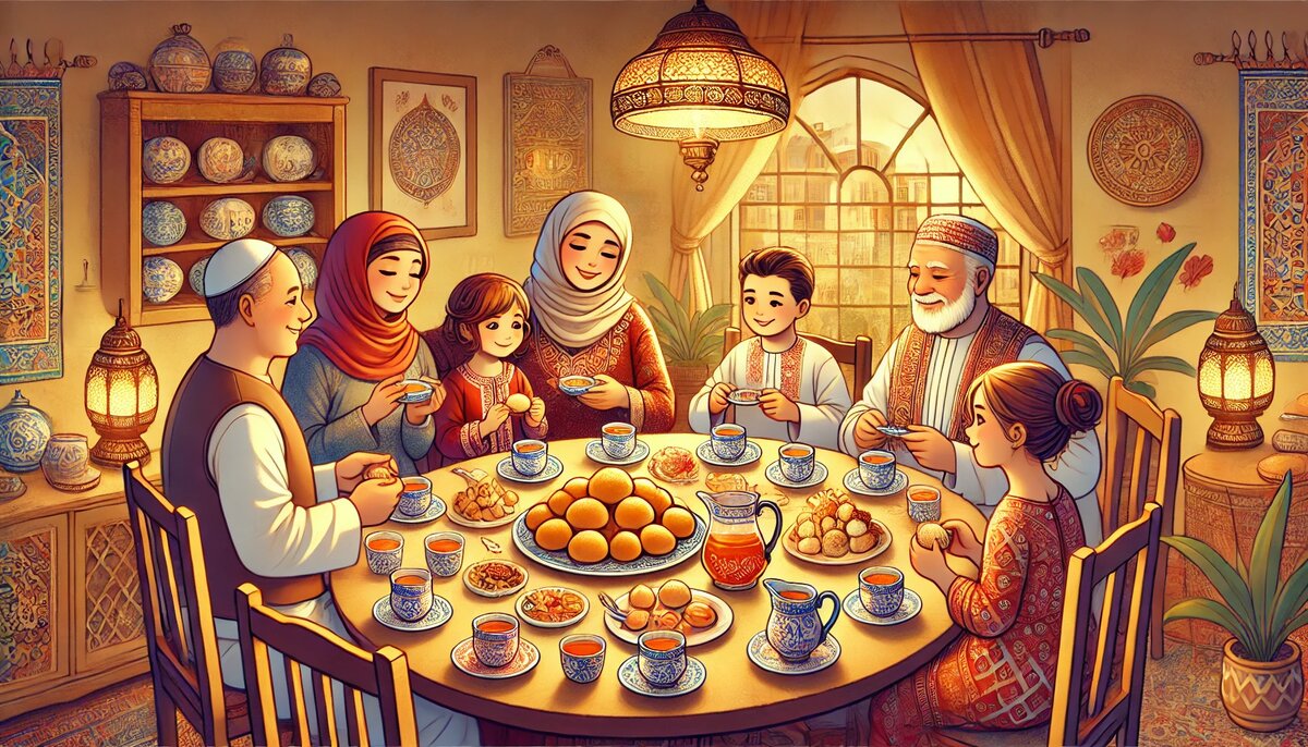 Традиционное семейное наслаждение басбусой (сгенерировано DALL-E)