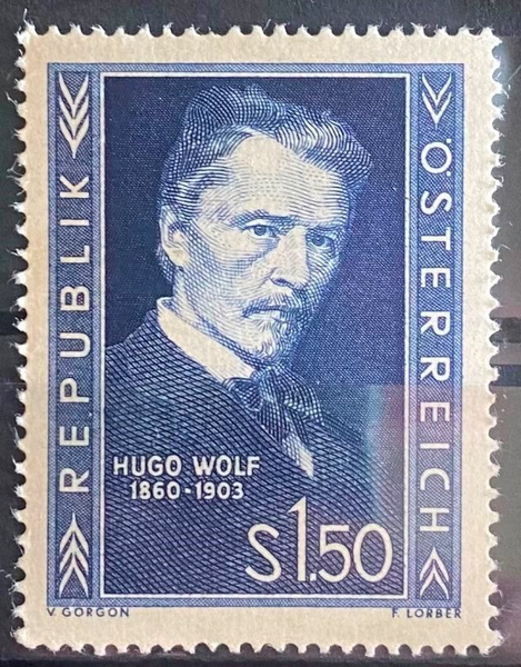 Хуго Вольф изображен на австрийской почтовой марке 1953 г.