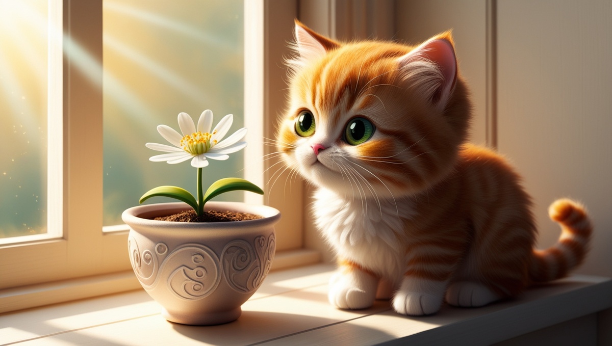 Толстый решил познакомится с цветком поближе