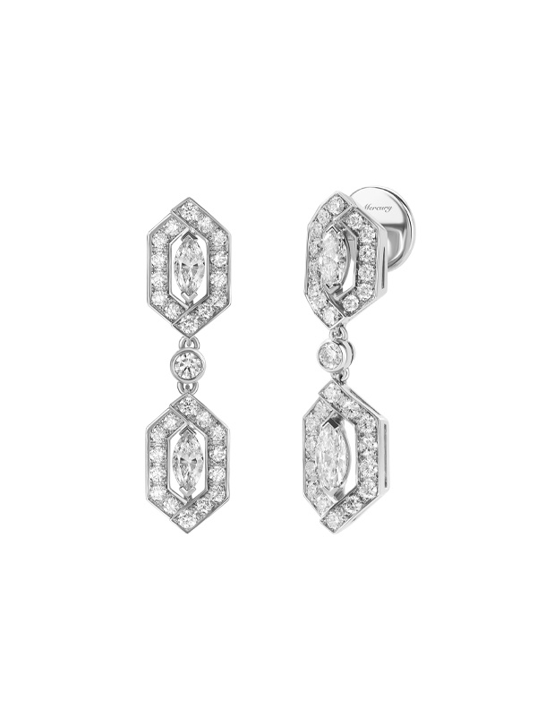 Серьги Mercury Classic из белого золота с бриллиантами