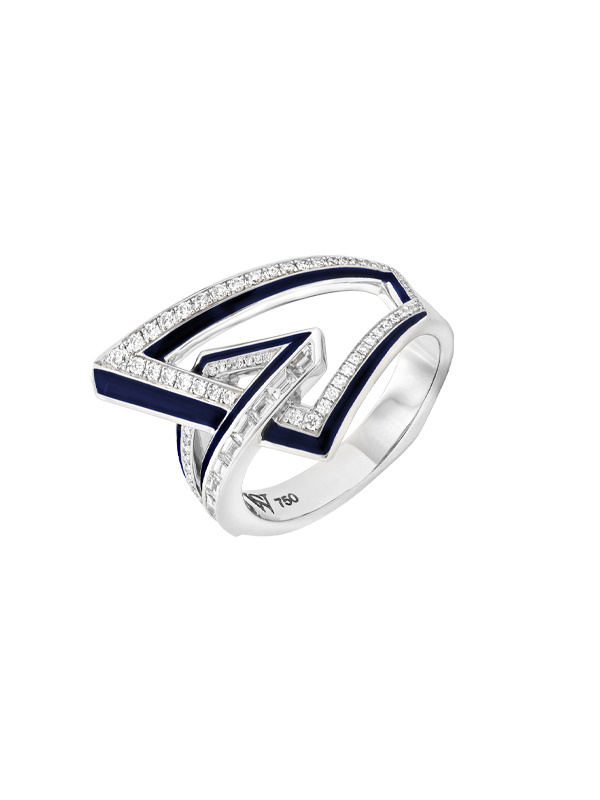 Кольцо Stephen Webster Vertigo из белого золота с темно-синей эмалью и бриллиантами