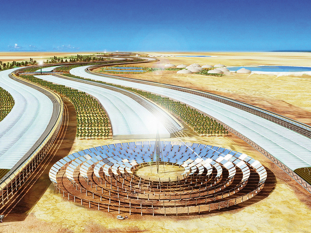 Проект «Зеленая Сахара» позволит благодаря зеленой энергии превратить непригодные для земледелия районы в фермы и огороды. Фото: SAHARA FOREST PROJECT