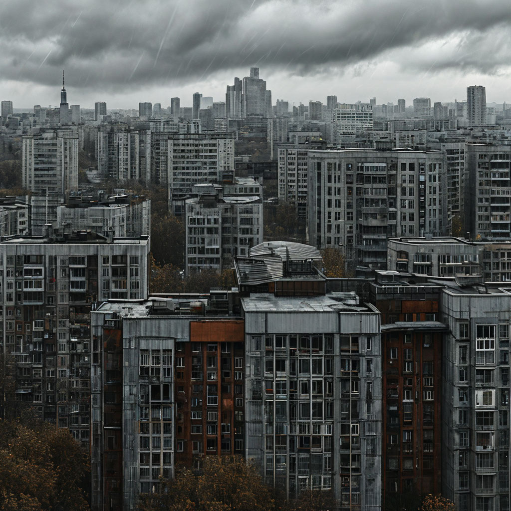 Создано нейросетью Кандински,по запросу "депрессивный город '-ничего не напоминает?