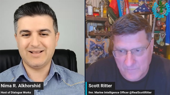    Скотт Риттер объясняет журналистам, что ВСУ постоянно теряют западную технику//Скриншот страницы YouTube-канала Dialogue Works