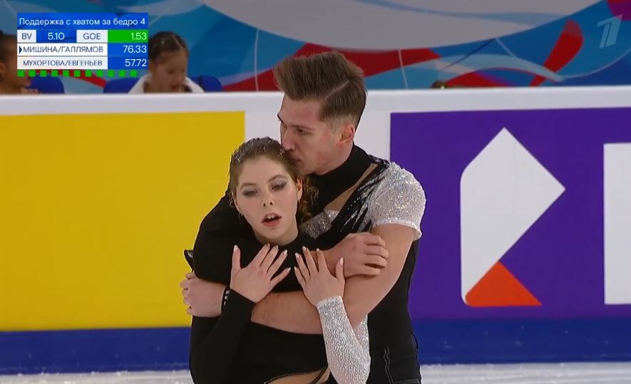 Мишина и Галлямов - произвольная, первый раз вижу такое поведение партнёра 