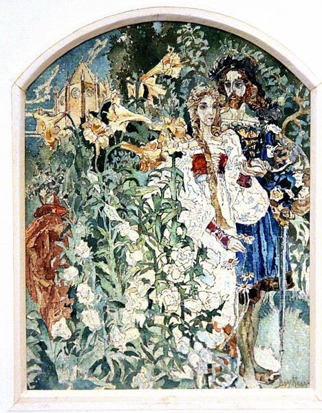 «Фауст и Маргарита в саду». 1896 г., эскиз панно.