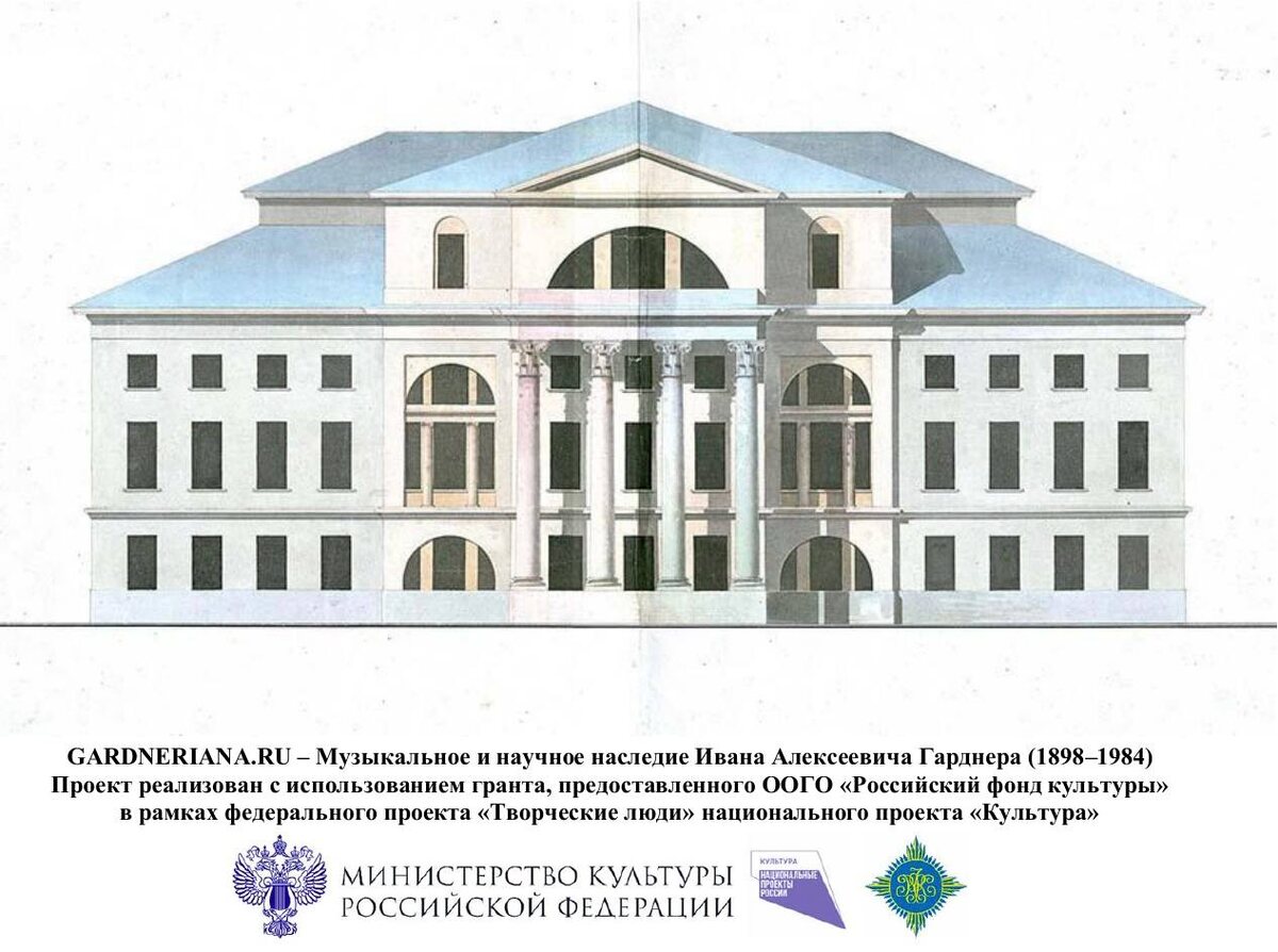 Дом Ф.А. Лопухина. Фасад главного корпуса. 1800-е гг.